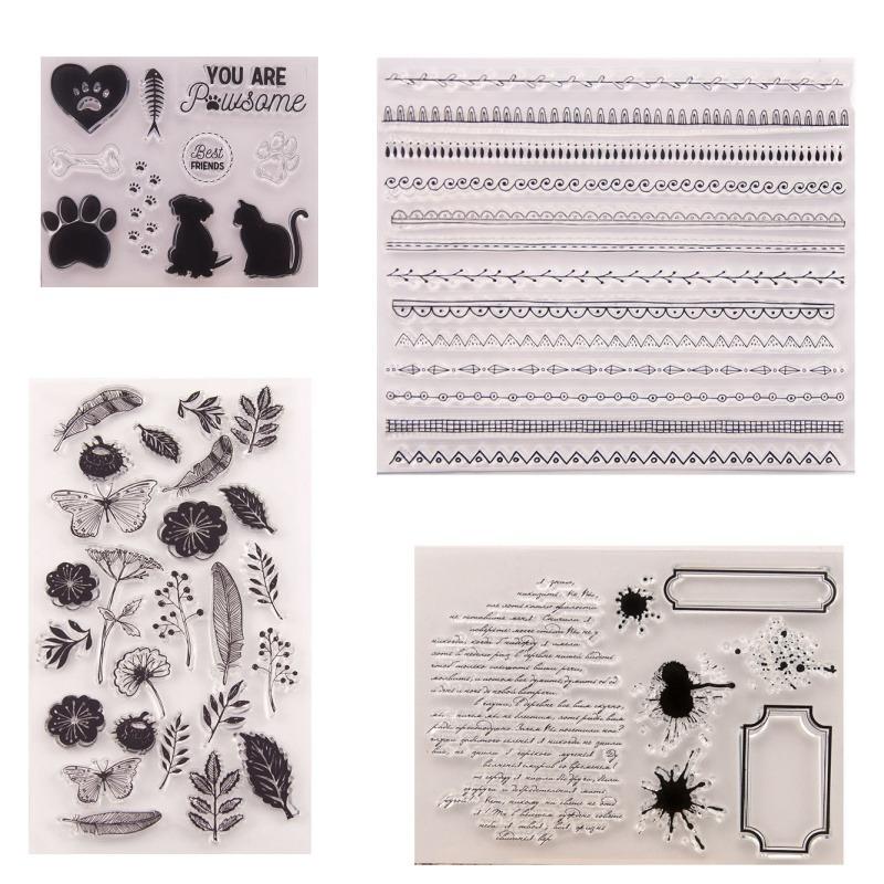 DIY Writing Lace Lines Clear Stamps for Card Making Decoration Scrapbooking Rubber Seal Stamps for Photo Card Album Crafting