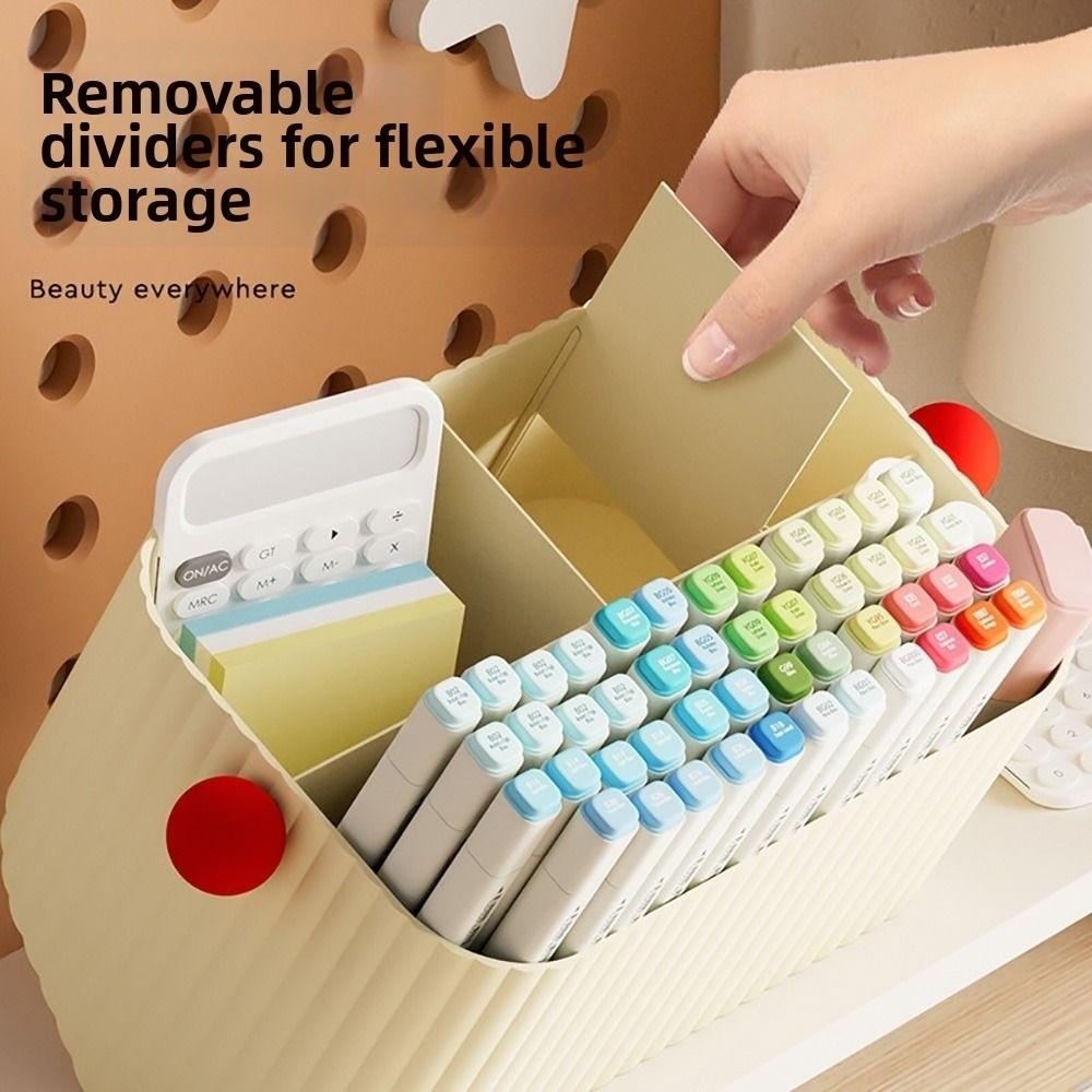 Beige Dopamine Storage Box Plastic Sorting Box Cute Storage Basket Cosmetics Storage