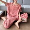 Women's Home Suits Short-sleeved Trousers Suits for Summer New Pijamas Female Pure Cotton Gauze Print Pajamas Set Plus Size
