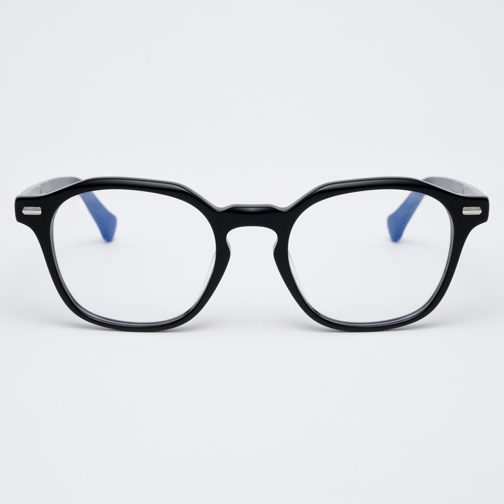 Alloaiweeo [Illusionist] Oversized French Square Horn-Rimmed Black Eyeglass Frame Il7410 0909G Blue Light Lens Selection