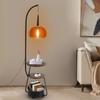 Vintage Industrial Floor Lamp, Modern Standing Light with 2 Trays & 1 Storage Bin, 110V for Living Room, Reading Corner Lamp