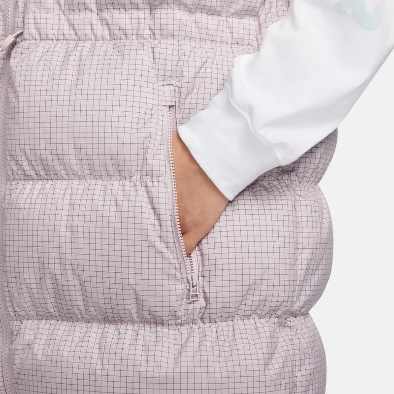 Nike Alphabet Logo Stand Collar Zippered Mid-Length Down Vest Women Vest Pink FN0031-019