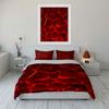 3Pcs Lava Crack Bedding Set, Red Hot Magma Rock Print Duvet Cover + 2 Pillowcases, Volcano Texture Pattern For Bedroom Decor