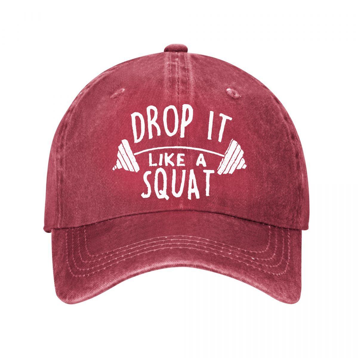 Gym Drop It Like A Squat  New Vintage Washed Cotton Baseball Cap Parent Kids Sun Hats Adjustable