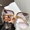 Korean Rhinestone Slimming Sunglasses - UV Protection Crystal Inlaid for Women.
