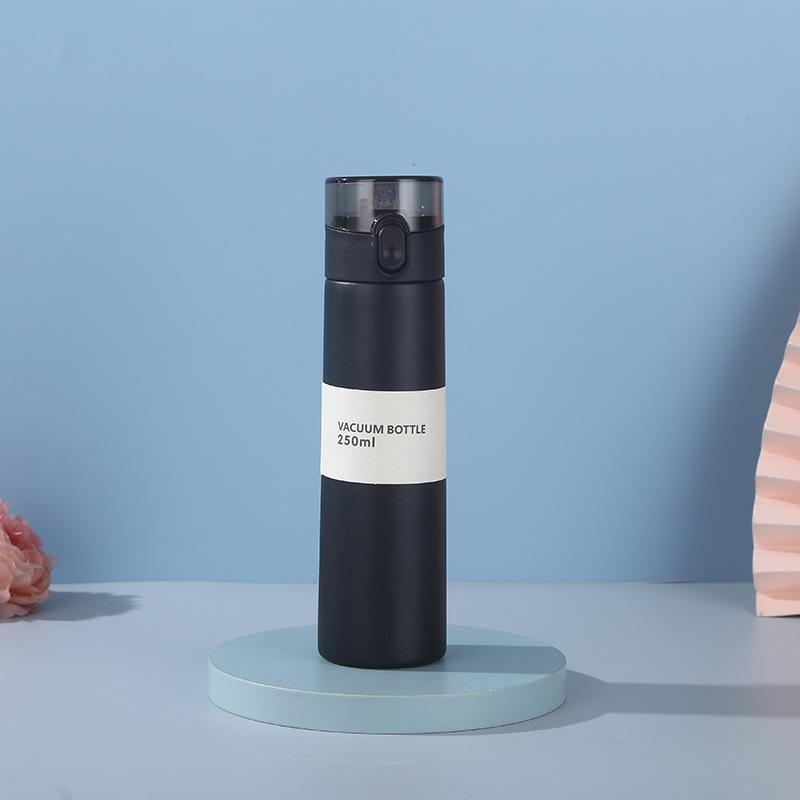 Mini-Thermosbecher 150/250 ml Auslaufsicher Mode Thermos-Isolierbecher mit Strohhalm Tragbar Ein-Knopf-Öffnung Taschen-Thermosbecher