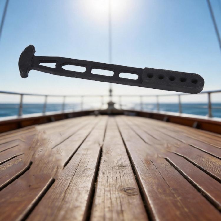 Boat Ladder Securing Strap, Marine Telescopic Ladder Black Rubber 5 Hole Strap for Replacement and Marine Maintenance