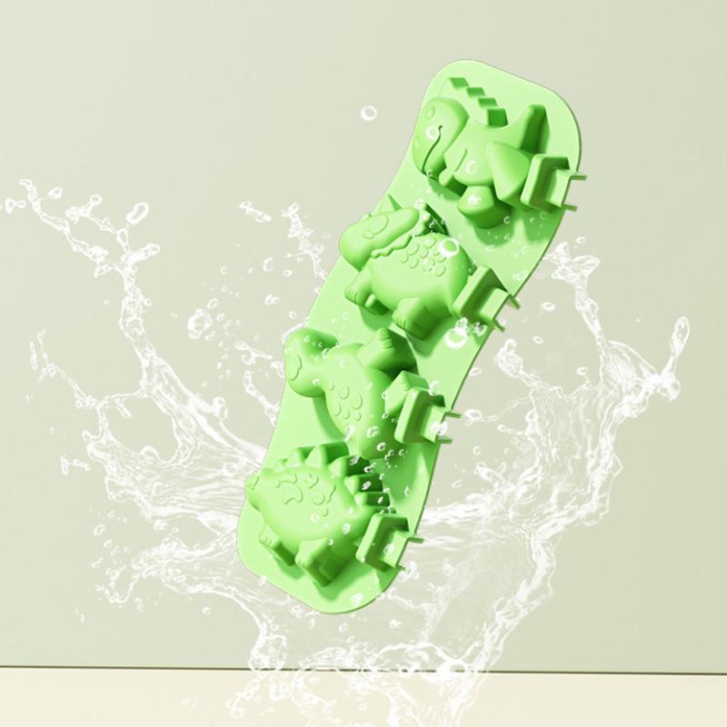 Silicone Ice Cream Mold With Lid And Sticks Diy Popsicle Mould Dinosaur Shape Pastry Mold Kitchen Ice Cream Tool