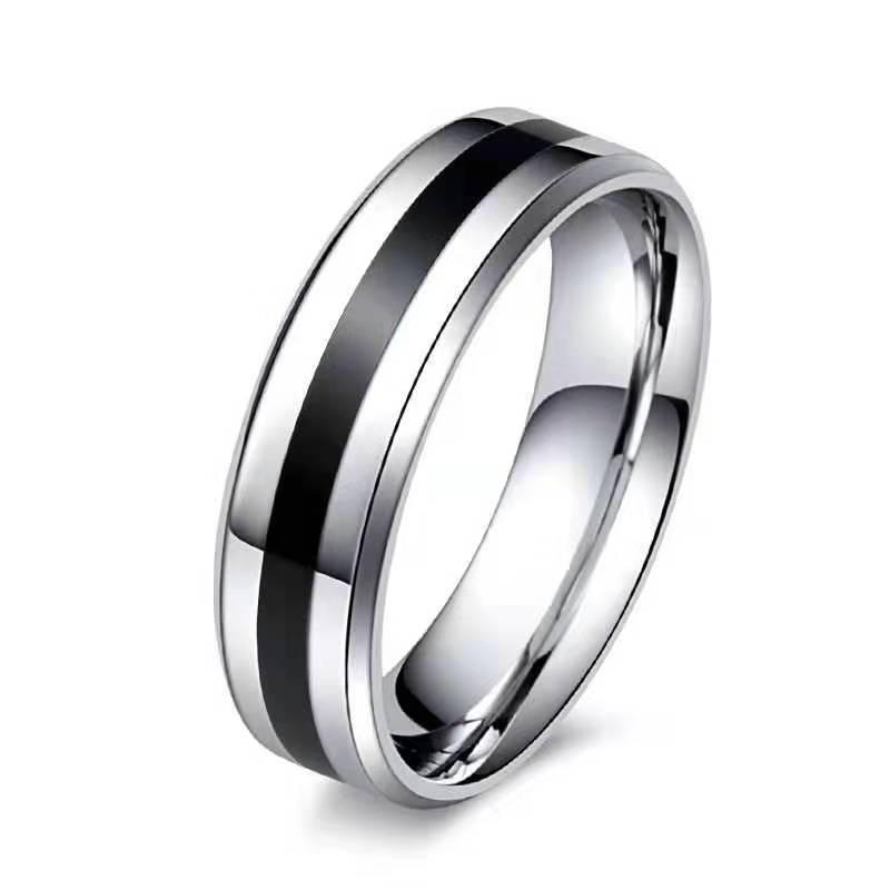 Black Brushed Titanium Steel Couple Ring
