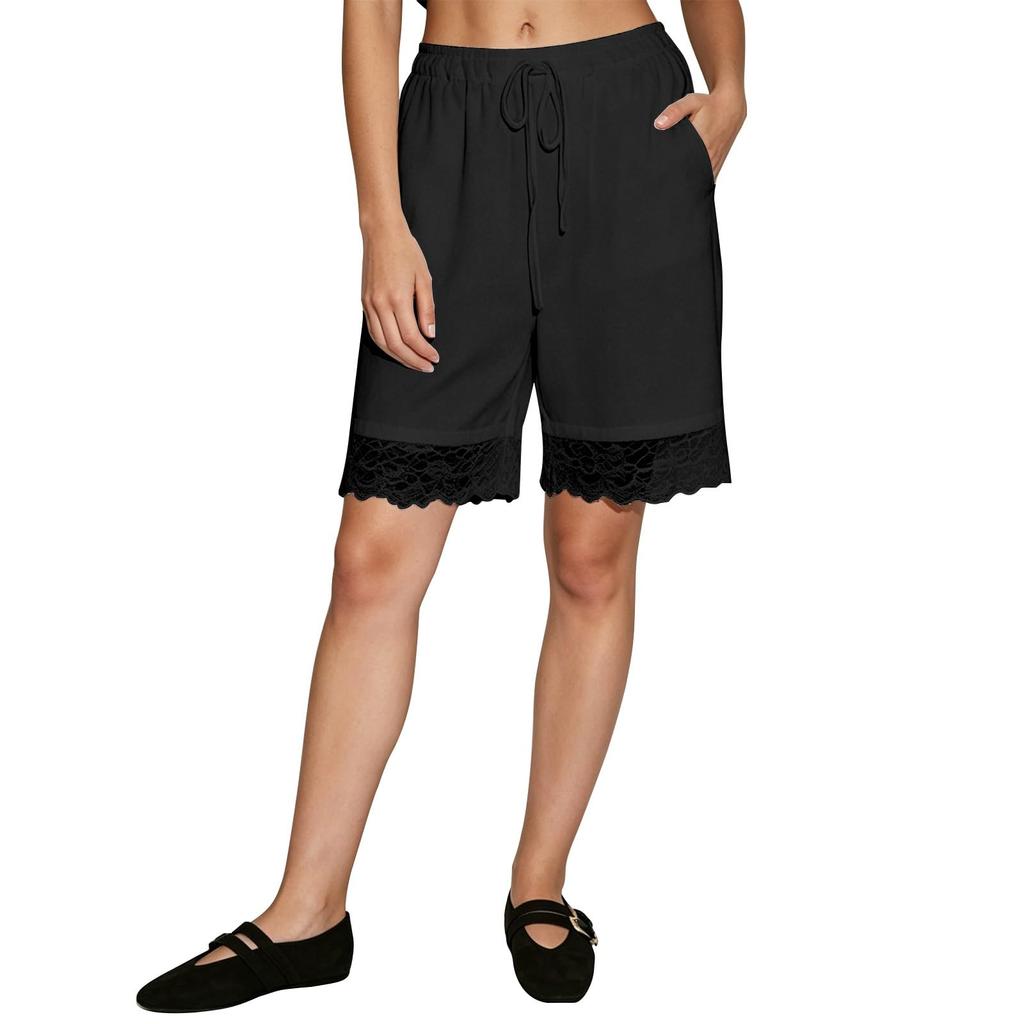Women's Casual Drawstring Lace Wide Leg Shorts - Lightweight Summer Fashion Bottoms for Beach, Daily Wear