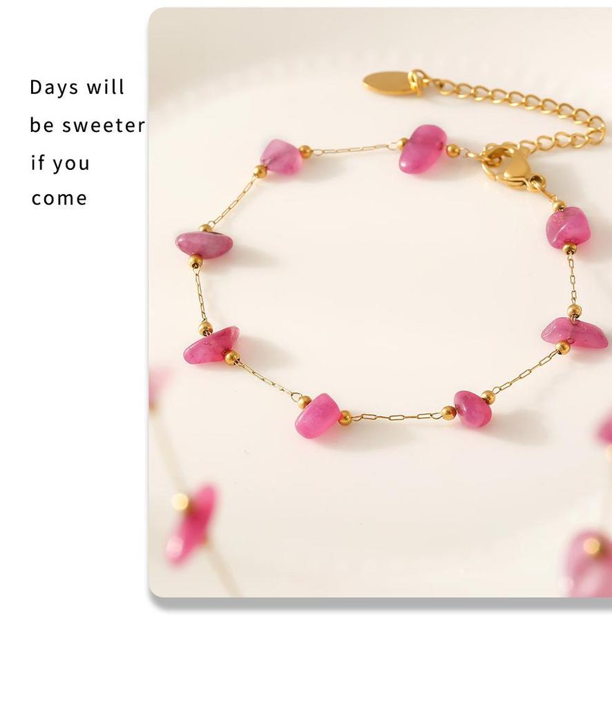 Bohemian Pink Stone Luxury Choker & Bracelet Set for Women