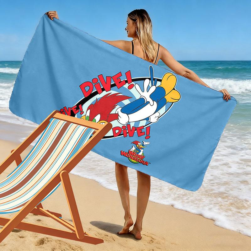 Woody Woodpecker Print Beach Towel, Large Soft Quick Dry Towel for Beach Camping Swimming