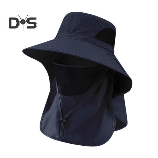 Wide Brim Bucket Hat UPF 50+ UV Protection Sun Hat Summer Outdoor Fishing Visor Hat with Neck Flap And Face Guard for Camping Hiking Gardening