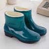 New velvet rain shoes women's adult short rubber shoes thick-soled warm and non-slip kitchen wear-resistant waterproof shoes rain boots