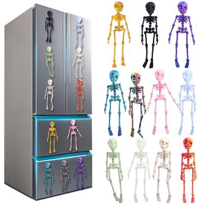 Magnesy na lodówkę w kształcie szkieletu na całe ciało z ruchomymi stawami, Magnesy na lodówkę szkielety drukowane 3D na Halloween, Dekoracja domu, kuchni