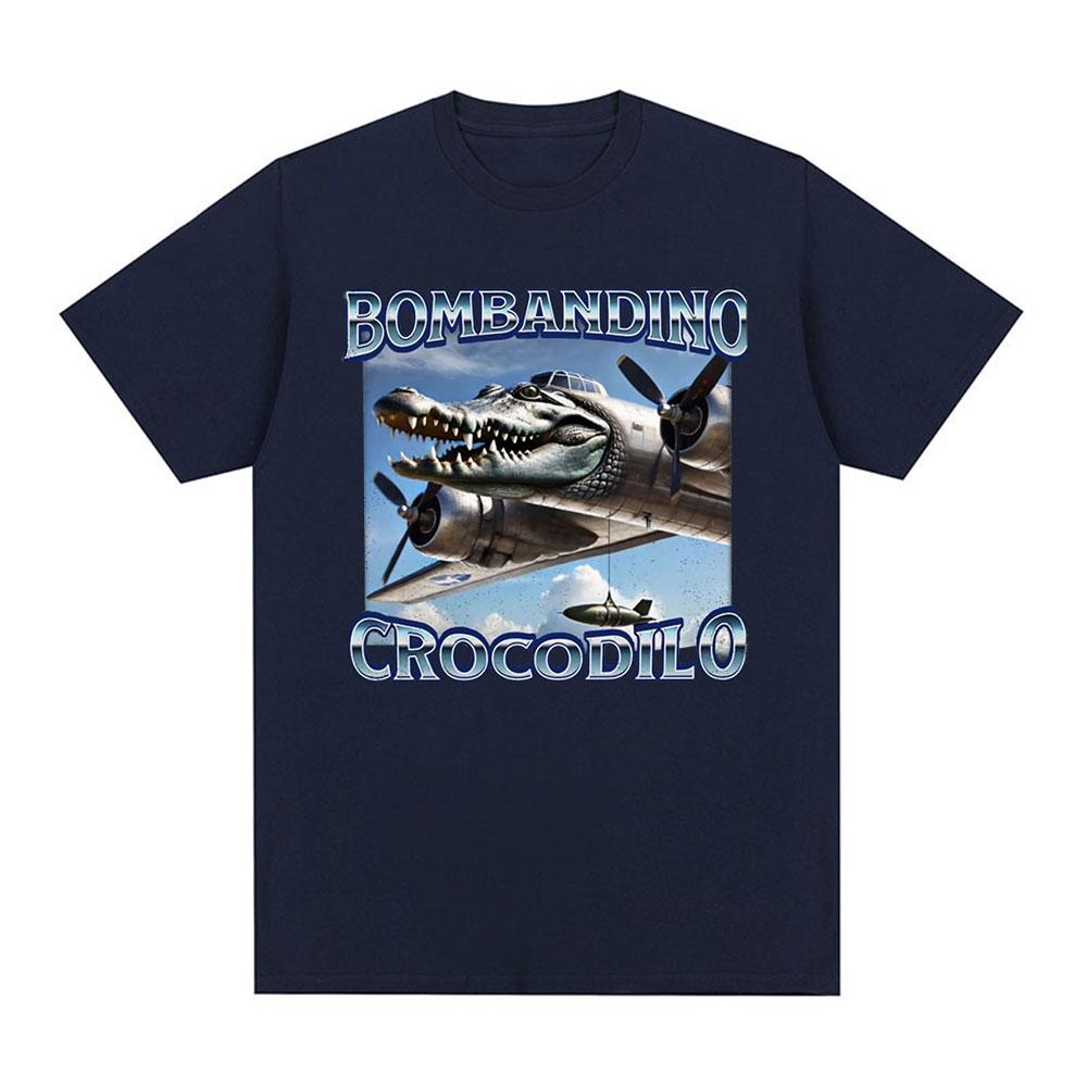 Bombardiro Crocodilo Funny Crocodile Plane Bomber Meme T-shirt Men Women Clothing Casual Cotton Oversized Short Sleeve T Shirts