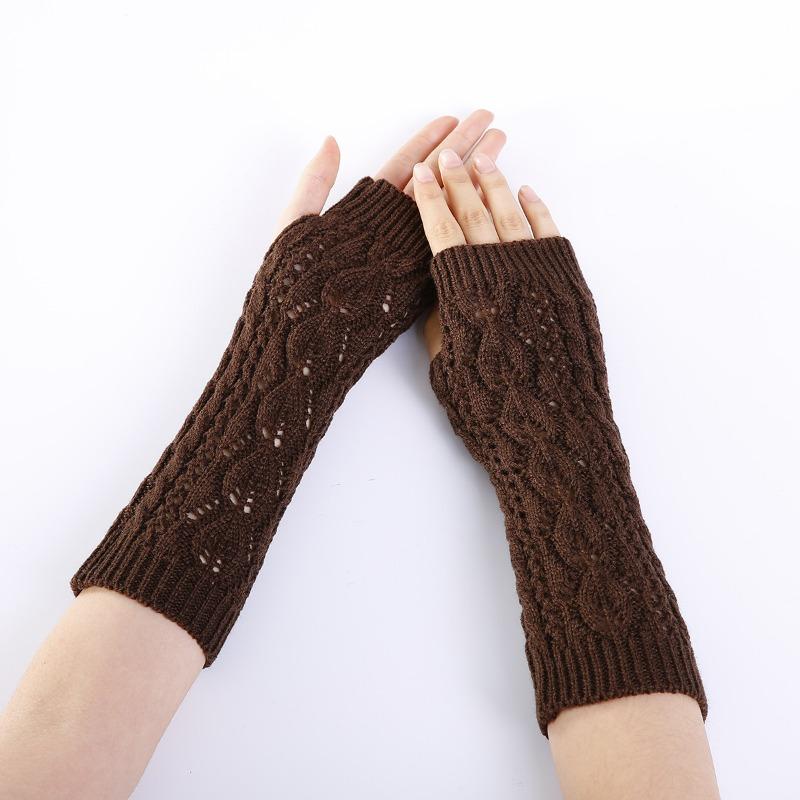 Botvotee Arm Warmers Y2k Accessories Hollow-out Sleeve Holder Winter Keep Warm Knit Accessories Fingerless Gloves Wrist Warmers