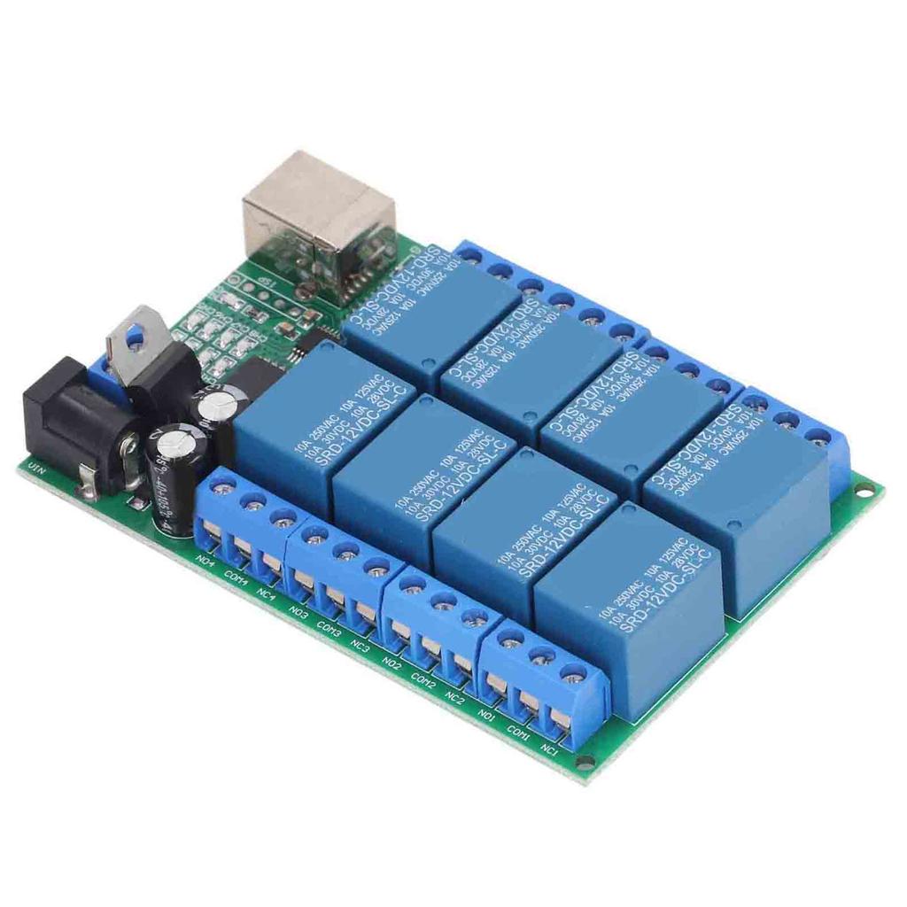 8 Channel Relay Module DC12V UART Serial Port Switch PLC Motor LED Computer Remote Control Multi Function USB Controller