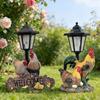 Solar Garden Lights Resin Funny Weatherproof Chicken Decor Solar Lights Outdoor Waterproof for Yard Patio Porch Lawn Pathway