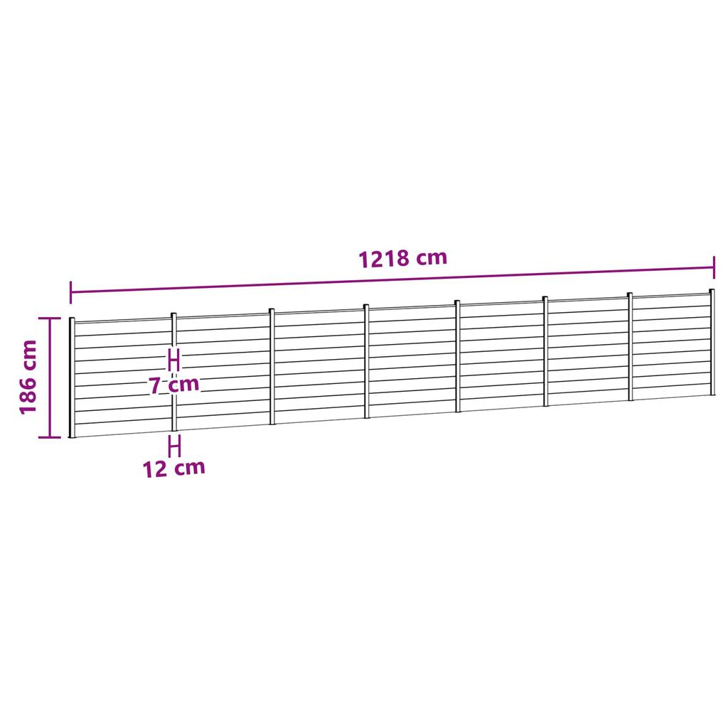 Fence Panel Set 7 Pcs WPC and Aluminum Gray