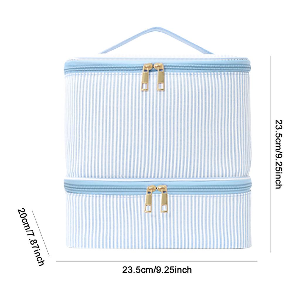 Double Layer Pu Leather Nail Polish Storage Organizer with Handles Gel Nail Polish Bag for Women Manicure Supplies