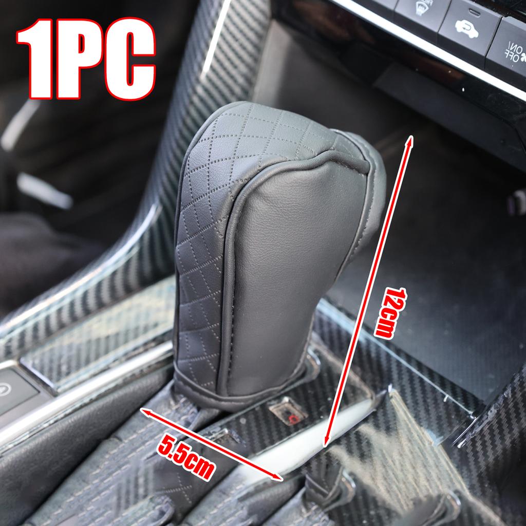 Universele Auto Versnellingspook Beschermhoes Leer Ademend Rundleer Versnellingspook Beschermhoes Koolstofvezel Patroon Auto Interieur