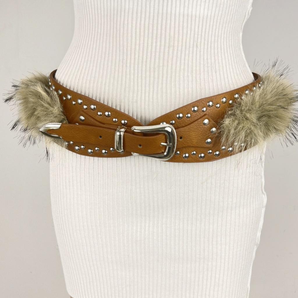 MAO MAO Genieteter Breiter Gürtel DVN Punk Patchwork Spice Girl Taillengürtel Vielseitiger Dekogürtel Europäischer und Amerikanischer Stil