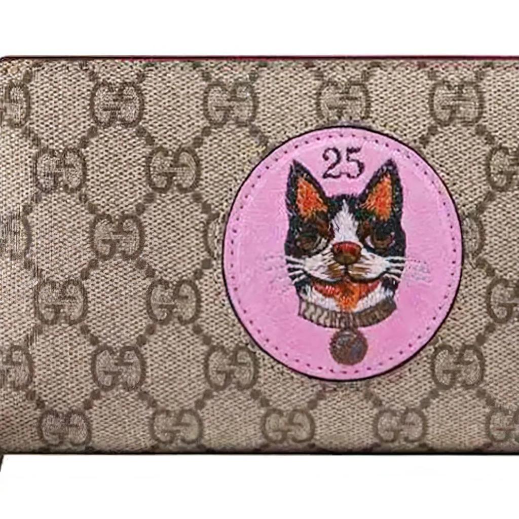 GUCCI Canvas Leather Wallet , Wallet Women's Ebony / Pink (Unisex) Wallets 506279 9F27G 9752