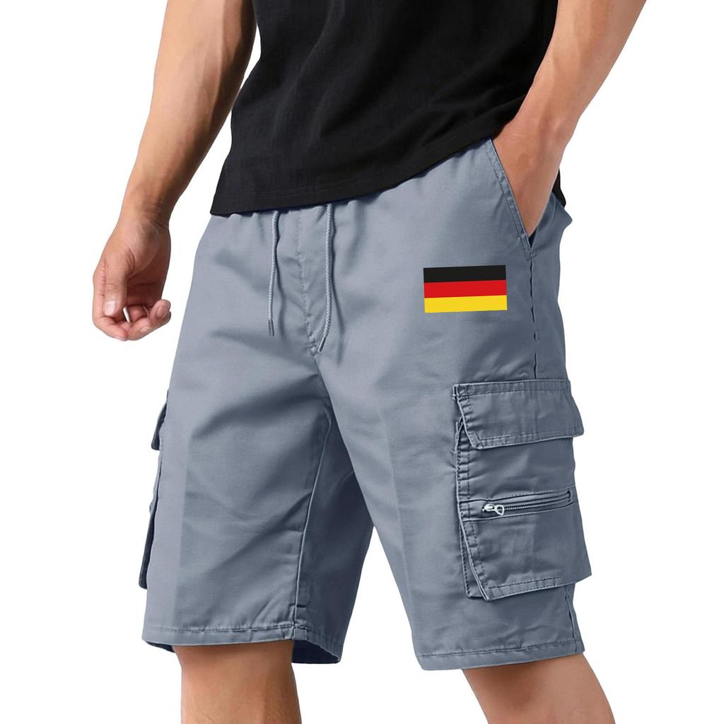 Men's Lightweight Breathable Sports Shorts with Flag Print Casual Athletic Shorts with Elastic Waistband and Cargo Pockets for Outdoor Activities