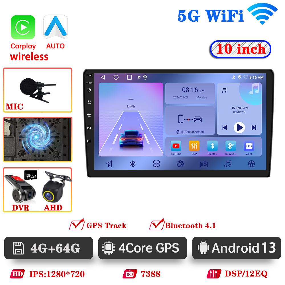 Android 13 Car Radio BT Multimedia Player GPS Wireless Carplay Auto For Toyota Hyundai Nissan Kia Suzuki ISO DVR Head Unit