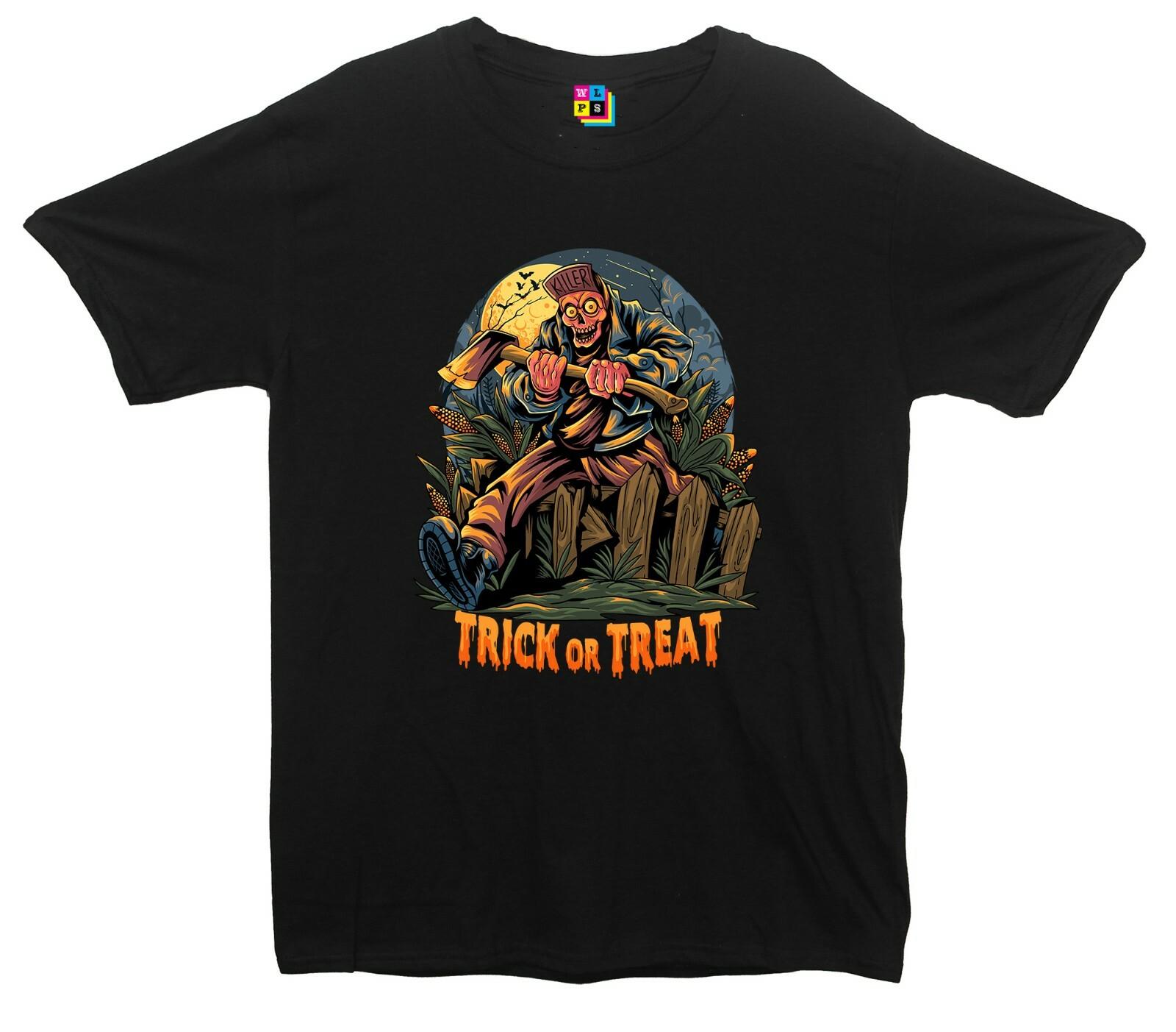 Trick Or Treat Skeleton Killer Halloween Printed T-Shirt S