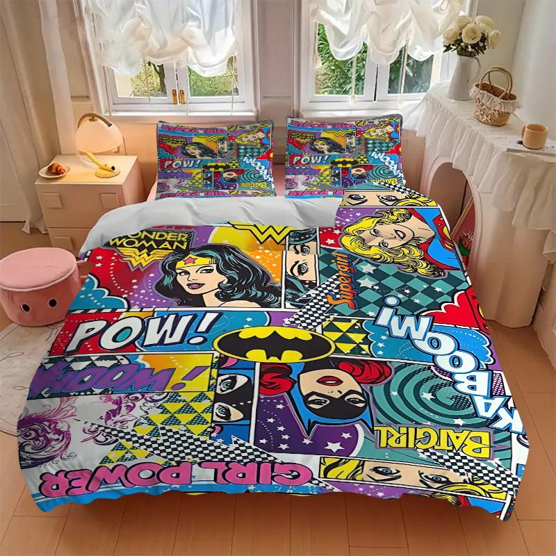 3pcs Wonder Woman, Superhero Cover Set,Soft Comfortable Duvet Cover,Guest Room (1*Duvet Cover + 2*Pillowcases, Without Core) yy251024011
