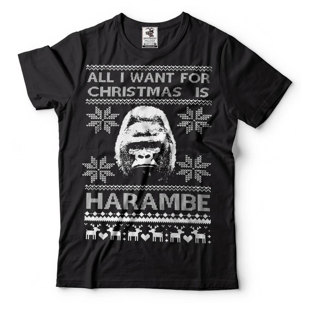Harambe Tshirt All I Want For Christmas Ugly Christmas Sweater Harambe Tshirt XL