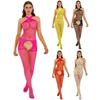 Bodystocking a rete da donna con design traforato, scollo all'americana incrociato e top da discoteca