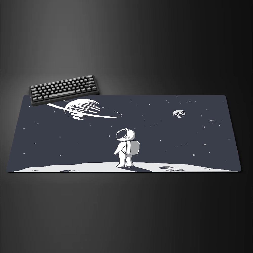 Space rocket large Mouse Pad Desk Mat Gaming mats NonSlip Stitched Edge Keyboard Extended pad Computer mouse pads office rug