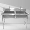 Heavy-Duty Commercial Stainless Steel Double Sink with Workstation