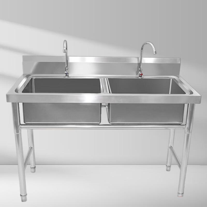 Chiuvetă Dublă Comercială din Oțel Inoxidabil pentru Utilizare Intensivă cu Stație de Lucru