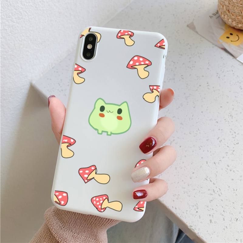 Cute Cartoon Frog Phone Case for iPhone 11 12 13 Mini Pro Xs Max 8 7 6 6S Plus X XR Solid Candy Color Case