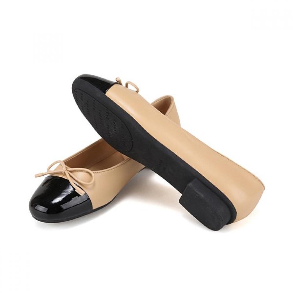 BARBARA Lambskin Enamel Combi Ribbon Flat Shoes 1.5cm Bbj182be