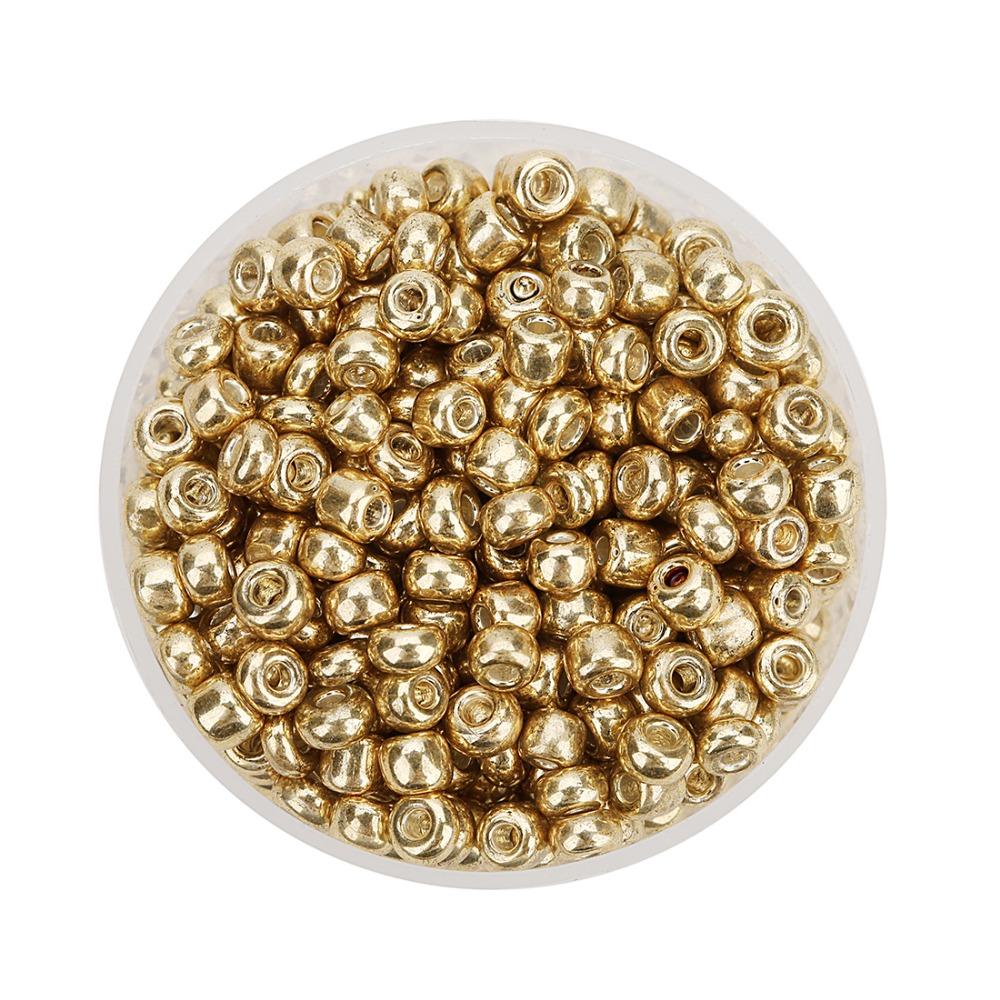 500 pièces/lot 3,8 mm Perles en Verre Vrac Rondes Couleur Dorée Perles d'Écartement pour Bracelets Colliers DIY Bijoux Femme Fournitures