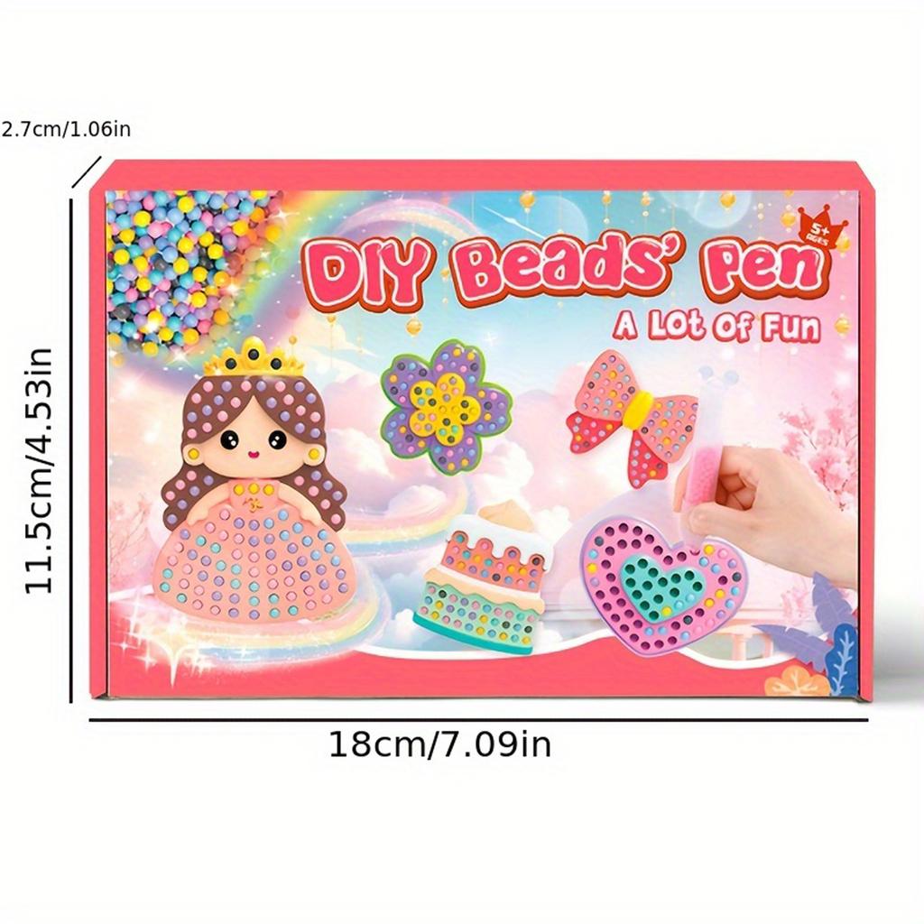 Kit Fai da Te con Perline per Bambini con Penna per Perline e Scatola Sigillata Portatile - Principessa 5 Modelli