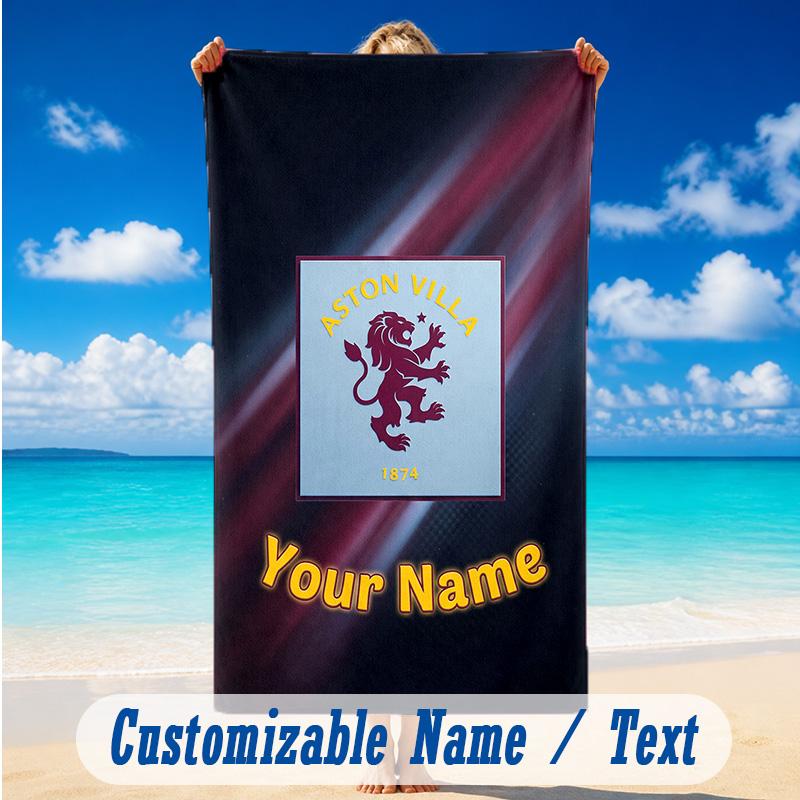 Beach Towel Custom Name Text, Quick Dry Large Towel For Beach HomeAston Villa