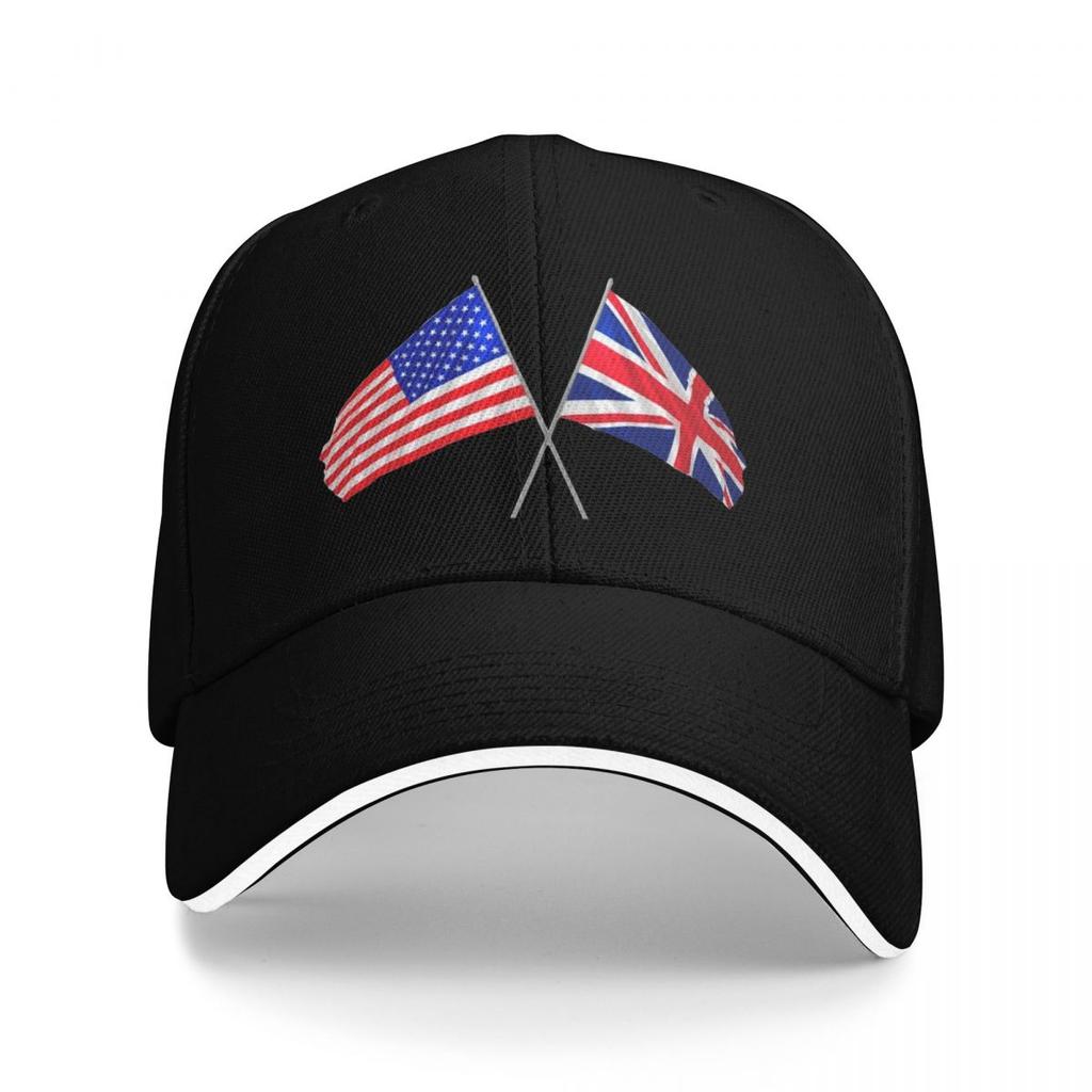 Uk Usa Flags Crossed Baseball Cap Icon Luxury Unisex Hat Beach For Women Unisexs