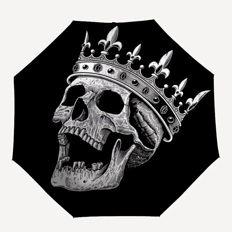 

1pc King Skull Automatic Open/Close Umbrella, Portable Folding Umbrella, Compact Travel Umbrella for123