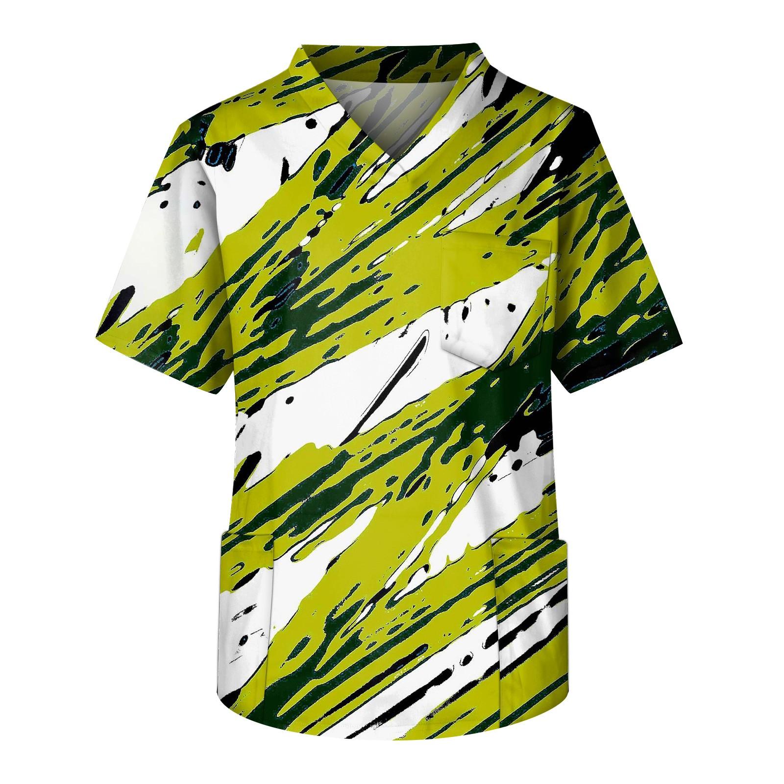 

Мужской топ с коротким рукавом и V-образным вырезом с принтом нагрудного кармана XXXL зелёный