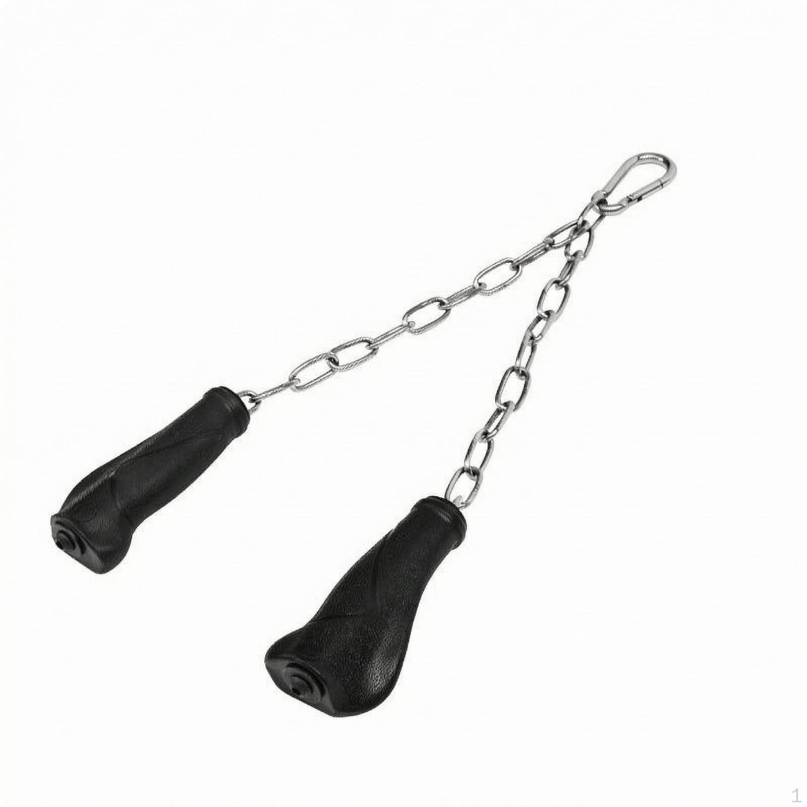 Triceps Training Handle Textured Rubber Grips Metal Chain Lat Pulldown Attachment