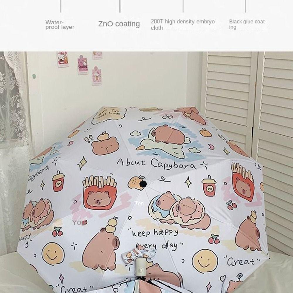 Automatic Sunshade Umbrella Dual-use Rain Umbrella Cute Capybara Umbrella  Women Girl