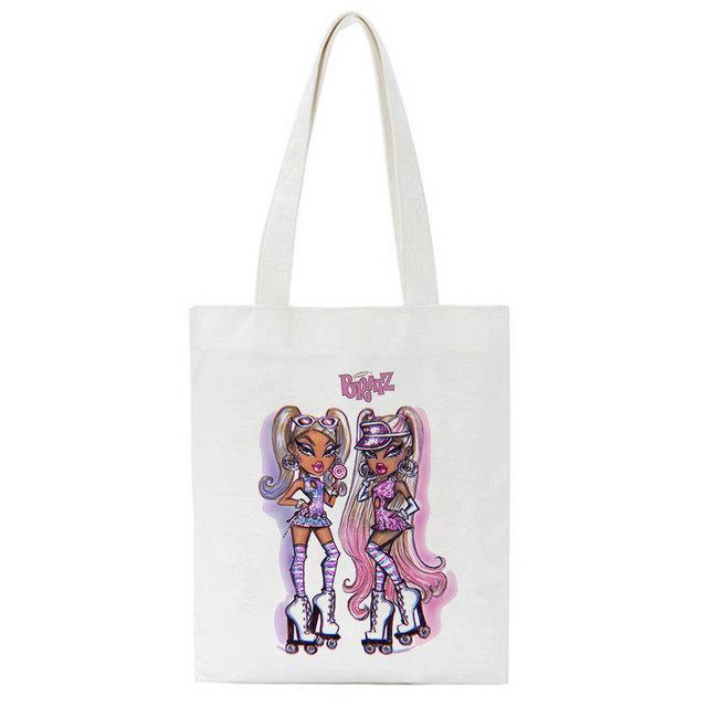 

Bratz Harajuku Letter Female Shopping Canvas Tote Casual Large-capacity Cartoon Women Bag Harajuku Kpop Kawaii Y2k Сумки через плече 24*26cm