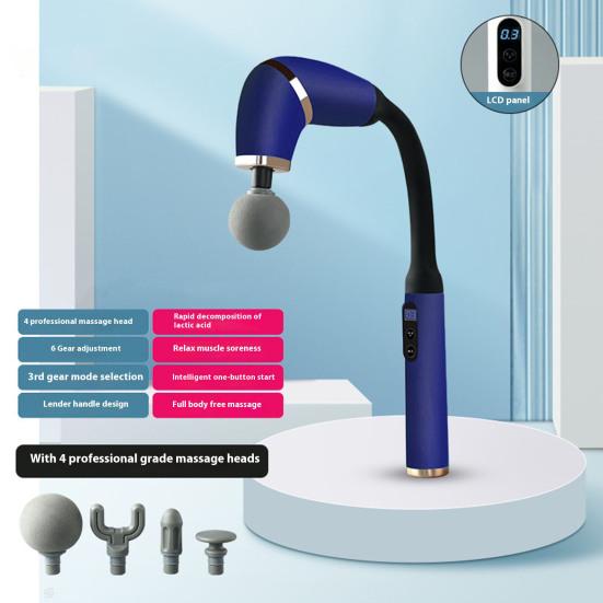 Deep Tissue Massager with Extended Handle Handheld Electric Muscle Massager for Pain Relief Quiet Percussion Massager with LED Screen 4 Heads
