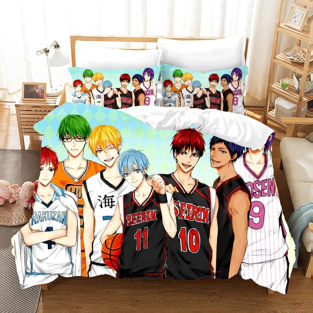 Anime KurokoS Basketball Kuroko Tetsuya Bedding Collection With Bed Linen Cartoon Duvet Cover Collection Pillowcase Twin Size For Boys Bedclothes